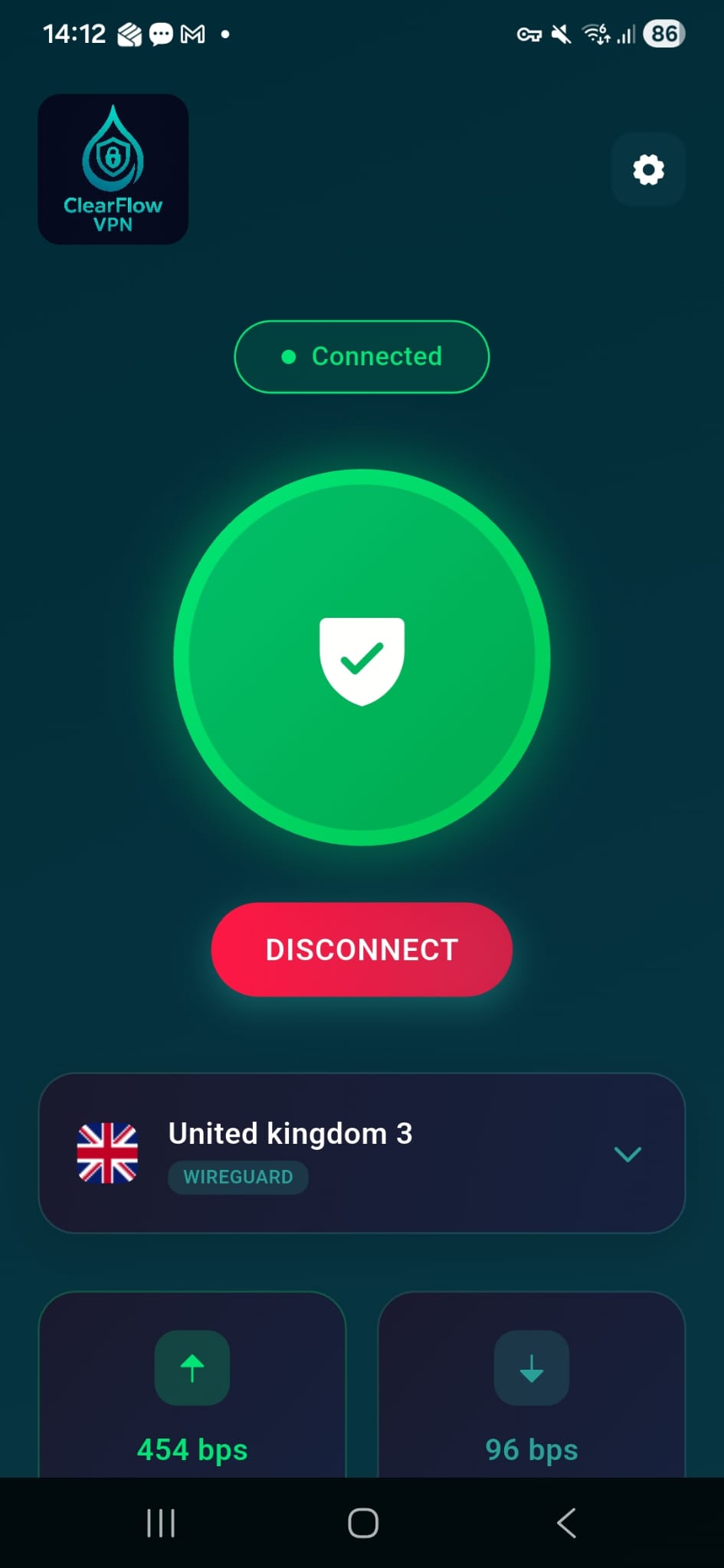 ClearFlow VPN App - Connected and Protected
